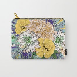 Trendy Yellow & Green Floral Girly Illustration Carry-All Pouch