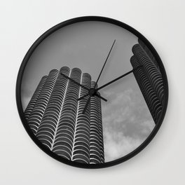 Marina City Wall Clock | Wilco, Corn Cob Buildings, Architecture, Marinacity, Digital, Black And White, Chicago, Photo 