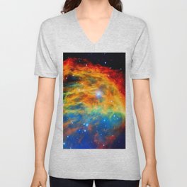 Rainbow Medusa Nebula V Neck T Shirt