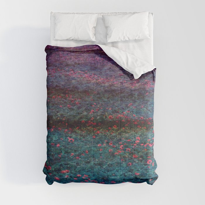 glowing midnight floral illusion perceived fabric look Comforter