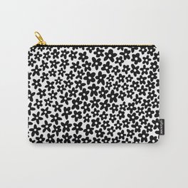 Black Daisy Flowers // Collaged Pencil Drawing Doodle Carry-All Pouch