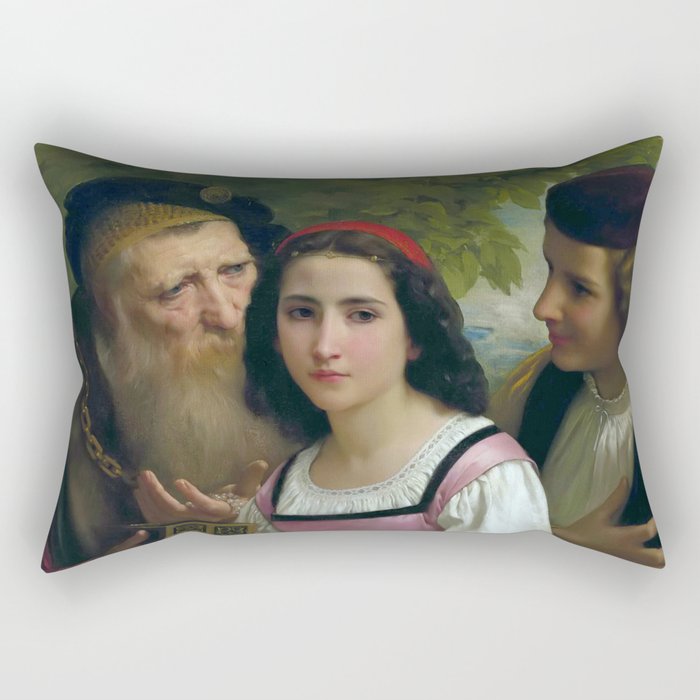 William-Adolphe Bouguereau "Entre la richesse et l'amour (Between wealth and love" Rectangular Pillow