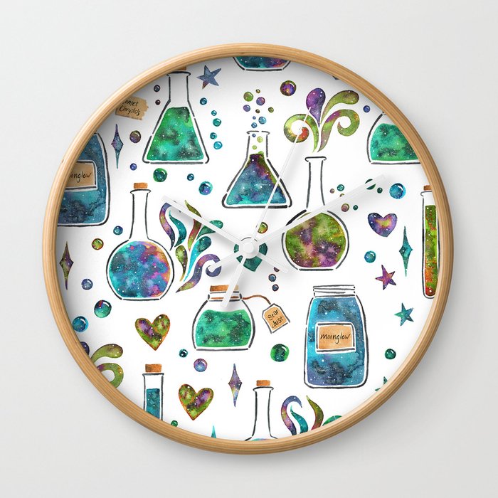 Blue-Green Galaxy Potions Wall Clock