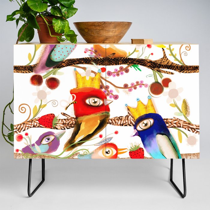 Royal birds special edition white background  Credenza