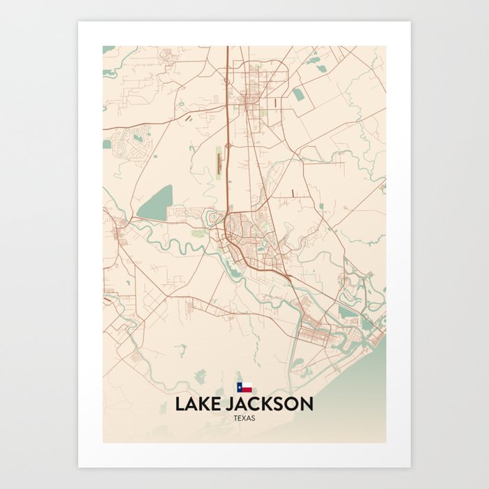 Lake Jackson, Texas, United States Vintage City Map Art Print by IMR Designs Society6