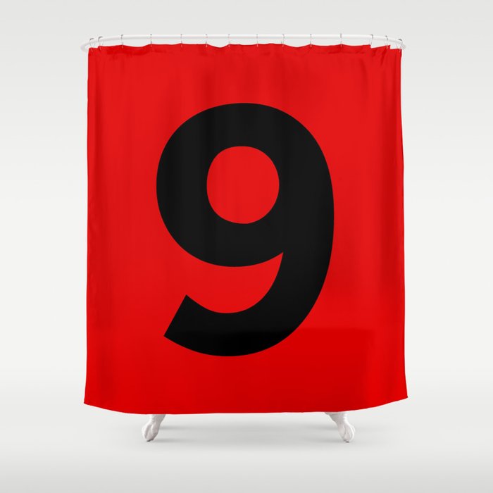 Number 9 (Black & Red) Shower Curtain