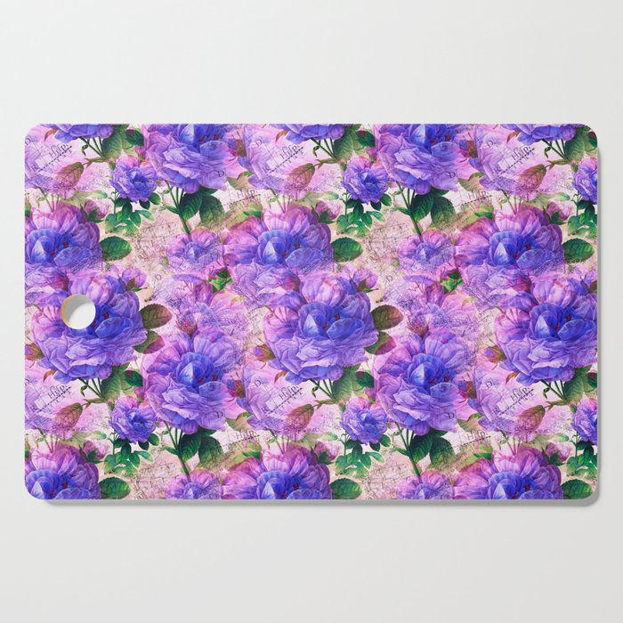 Purple vintage flowers pattern  Cutting Board