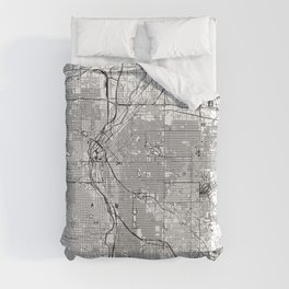 Denver White Map Duvet Cover