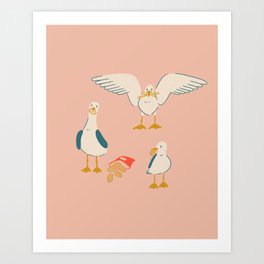 Seagull Picnic Art Print