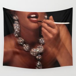 FINISH TOUCH | glitter collage art | sparkle diamonds | rich and fabulous | red lips | classic Wall Tapestry