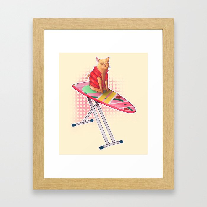Ironing Cat Framed Art Print
