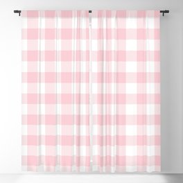 Large Valentine Soft Blush Pink and White Buffalo Check Plaid Blackout Curtain