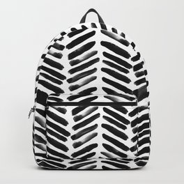 Simple black and white handrawn chevron - horizontal Backpack | Simple, Lines, Blackandwhite, Mudclothpattern, Graphicdesign, Boho, Stripes, Geometric, Pattern, Striped 