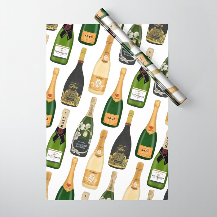 Champagne Bottles Wrapping Paper by Lindsey Kay Co | Society6