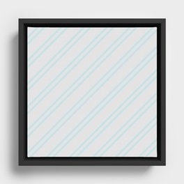 Baby Blue Diagonal lines pattern Framed Canvas