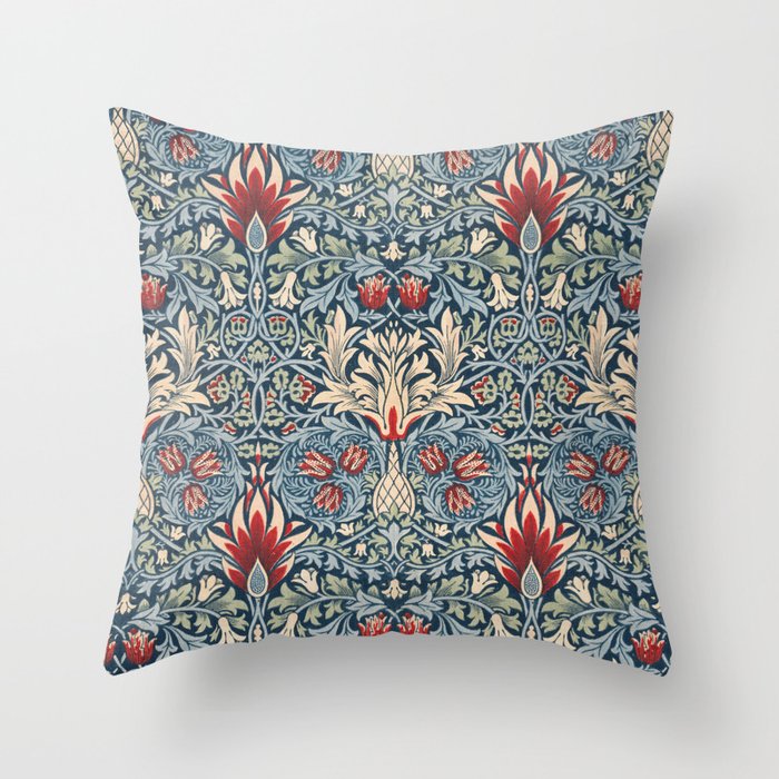 Snakeshead William Morris Textile Pattern Throw Pillow