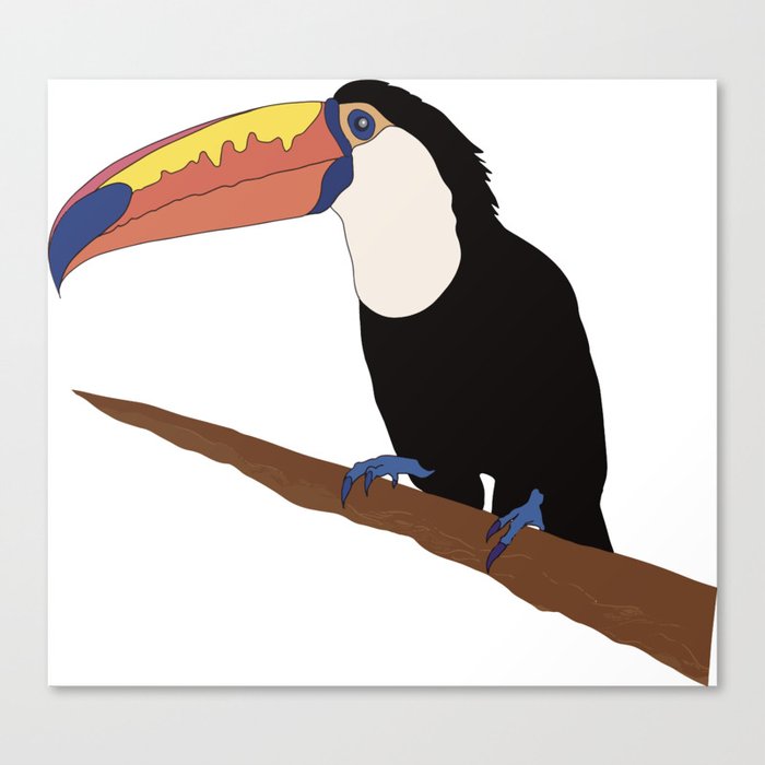 Toucan Illustrated Colored Cute Aesthetic Design Canvas Print