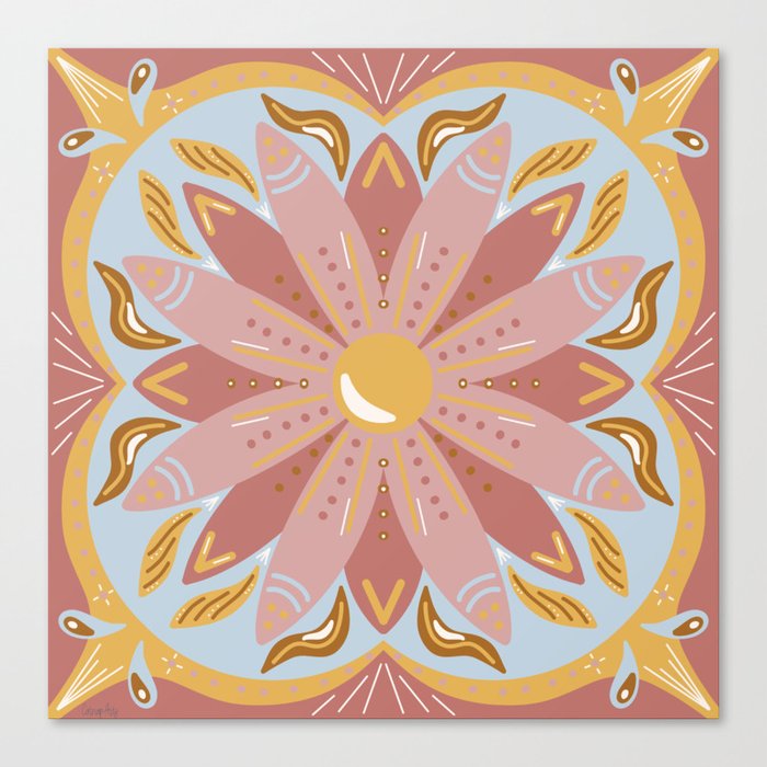 Sun Mandala- Pink Canvas Print