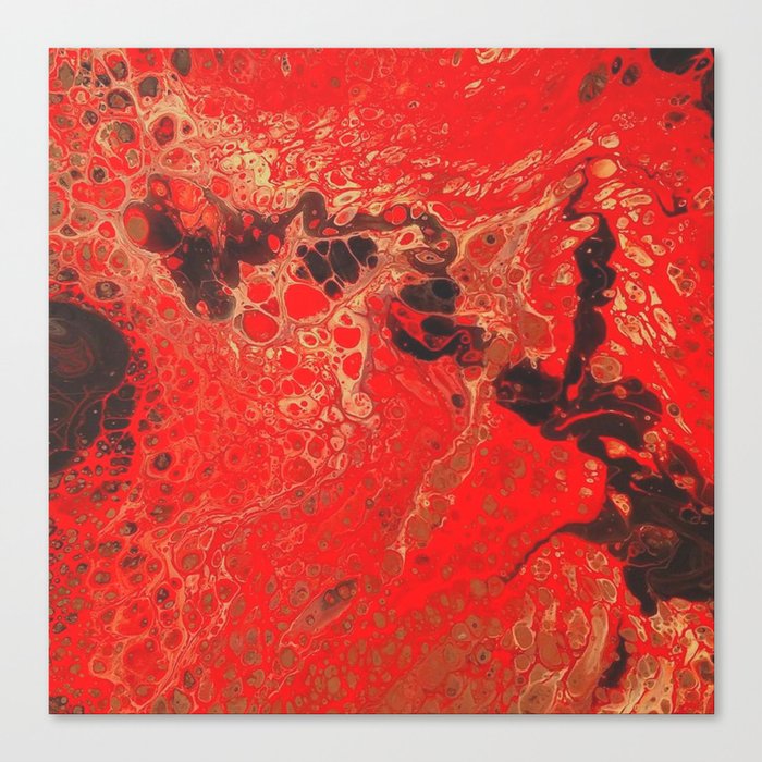 Red Fluid Abstract Painting Fallen Embers Canvas Print By