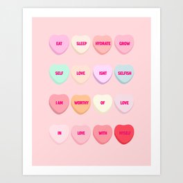 Valentine Affirmation Conversation Hearts Art Print