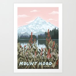 Mount Hood National Park Poster, Portland Oregon, Pacific Northwest, Vintage Retro Travel Poster Art Print