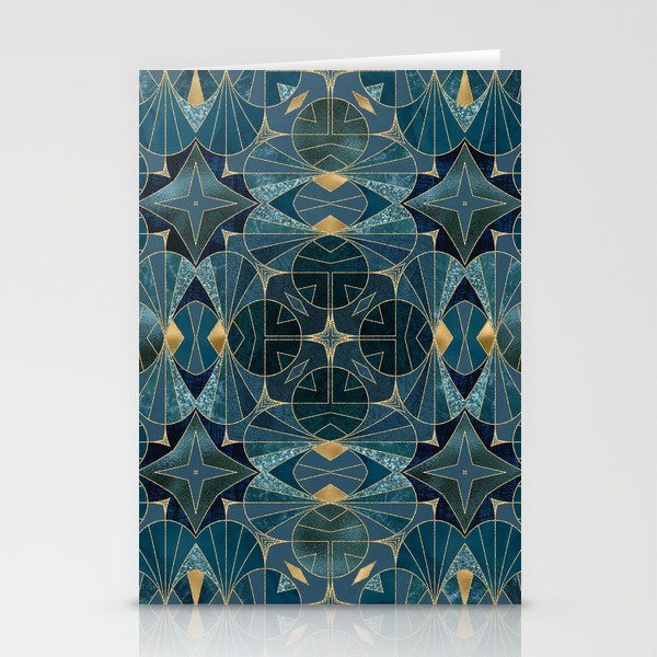 Teal Gold Art Deco Great Gatsby Style Design Stationery Cards