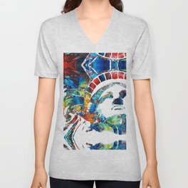 Colorful Statue Of Liberty - Sharon Cummings V Neck T Shirt