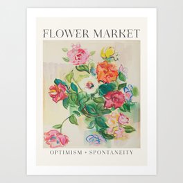 Flower Market Vintage Art Print
