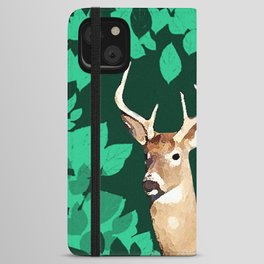 Deer with Bountiful Leaves iPhone Wallet Case