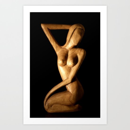 African Carved Nude Female Art Print
