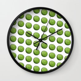 Green Limey Limes on White Wall Clock