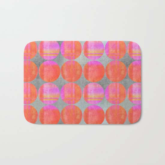 orange dots grunge mixed media modern pattern Bath Mat