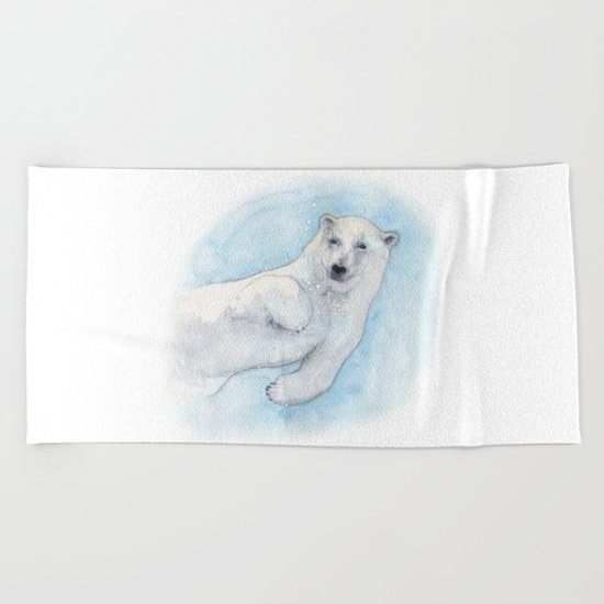 Polar bear underwater Beach Towel