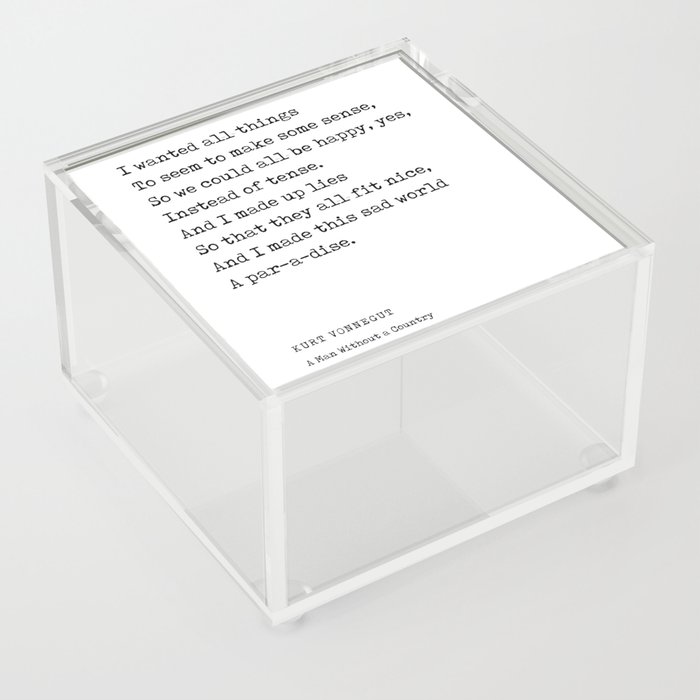 I made up lies - Kurt Vonnegut Quote - Literature - Typewriter Print Acrylic Box