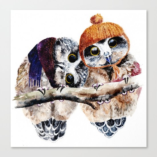 Winter Owls Canvas Print