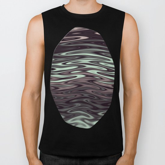 Ripples Fractal in Mint Hot Chocolate Biker Tank