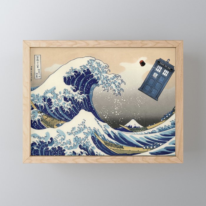 TARDIS at Kanagawa Framed Mini Art Print