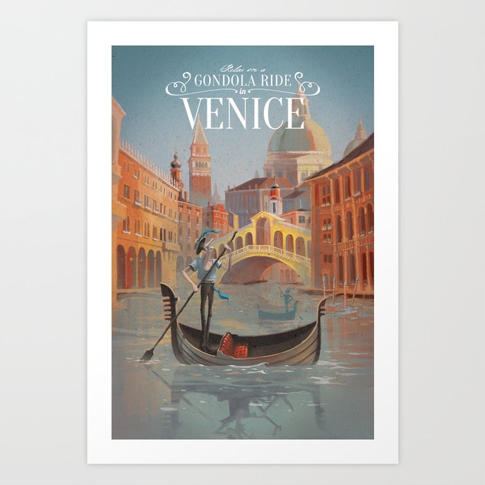 Retro Venice Travel Poster Art Print
