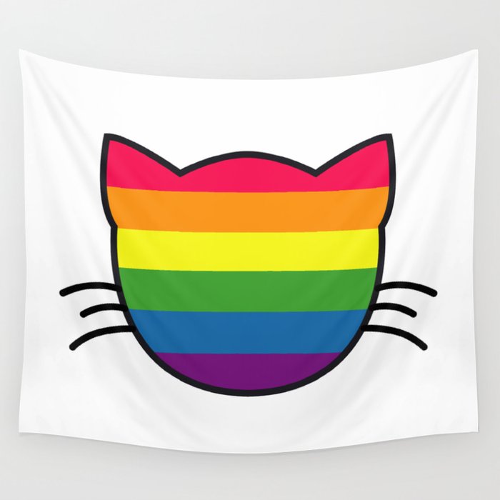 LGBT Rainbow Flag Cat Wall Tapestry