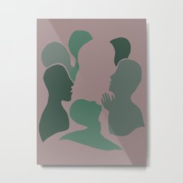 Losing Myself in the Crowd Metal Print | Flat, Monochrome, Ghost, Green, Mint, Graphicdesign, Popularity, Suffocating, Popular, Ghostly 