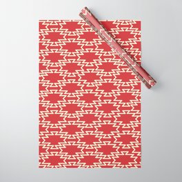 Southwest Azteca - Geometric Pattern in Cream and Retro Christmas Red Wrapping Paper | Pattern, Digital, Christmas, Kierkegaarddesign, Graphicdesign, Geometric, Southwest, Red, Xmas, Patterns 