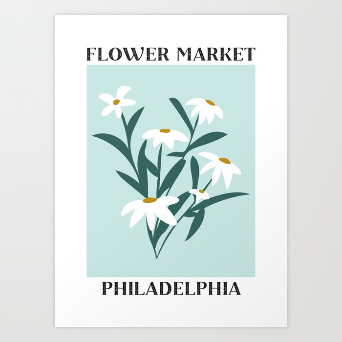 Flower Market Philadelphia White Daisy Art Print