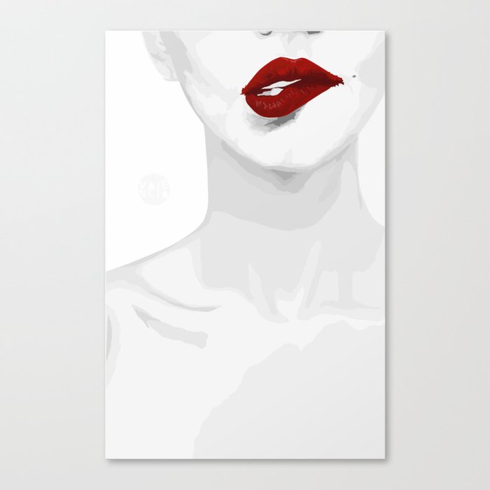 Smirk Red Lips Canvas Print
