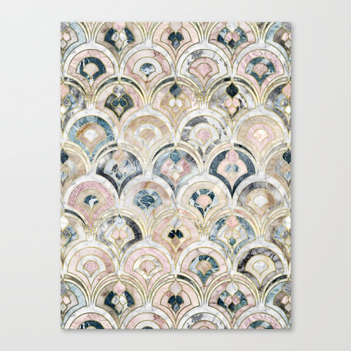 Art Deco Marble Tiles in Soft Pastels Canvas Print