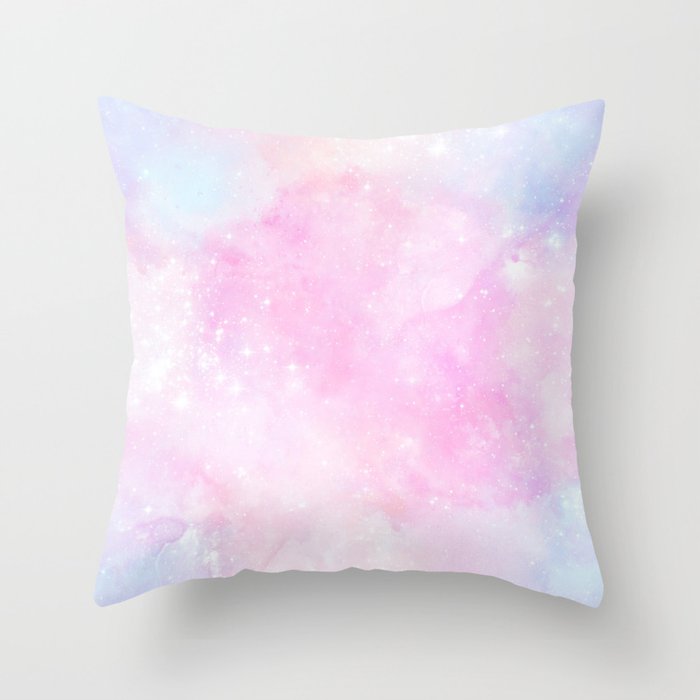 Pink Pastel Galaxy Painting Throw Pillow