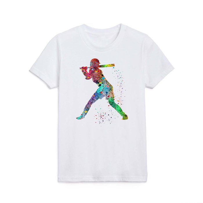 Baseball Softball Player Sports Art Print Watercolor Print Girl's softball Kids T Shirt