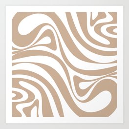 New Groove Retro Swirl Abstract Pattern in Buff Art Print