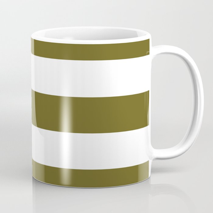 Antique bronze - solid color - white stripes pattern Coffee Mug