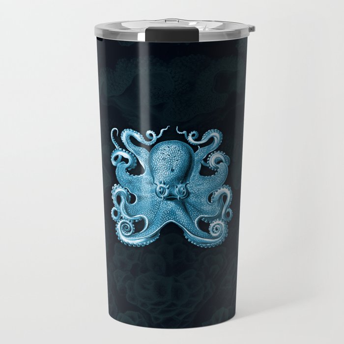 Octopus1 (Blue, Square) Travel Mug