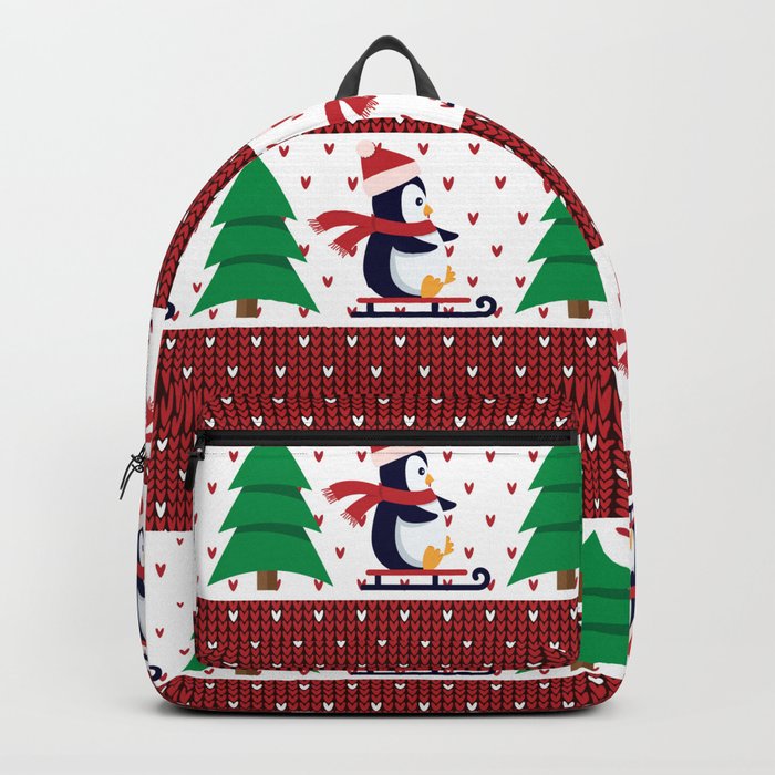 Seamless Knitted Christmas Pattern 22 Backpack